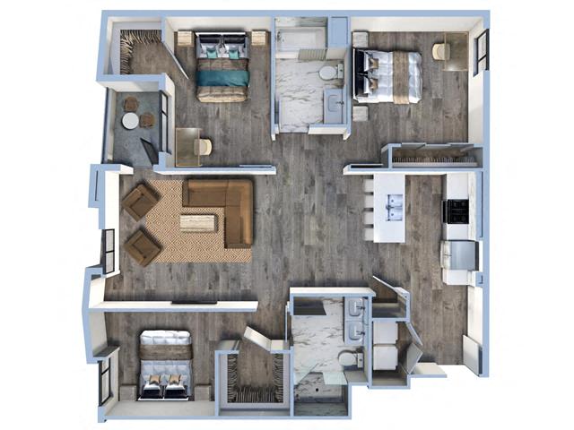 3Bed/2Bath-C1 floor plan