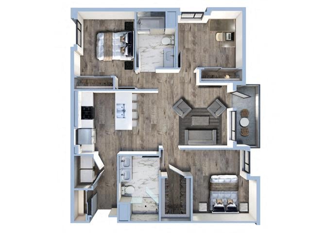 3Bed/2Bath-D1 floor plan