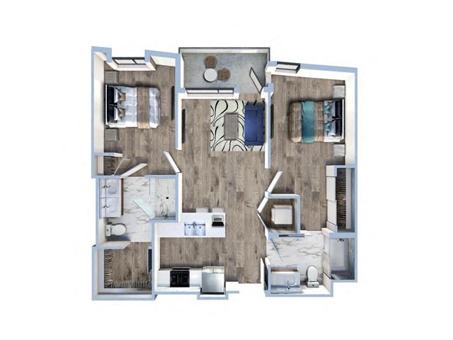 2Bed/2Bath-B1-B3,A5 floor plan
