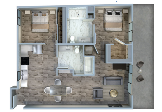 2Bed/2Bath-2C floor plan