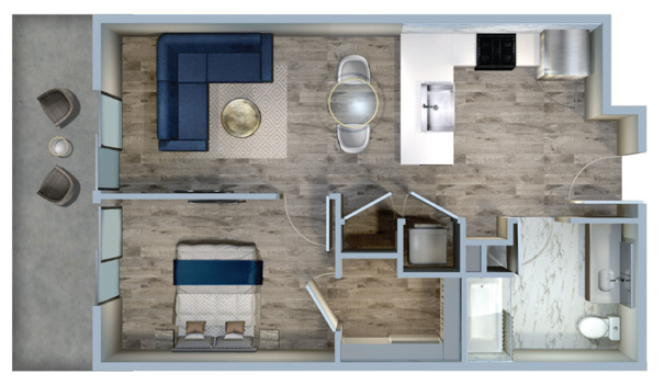 1Bed/1Bath-1A floor plan