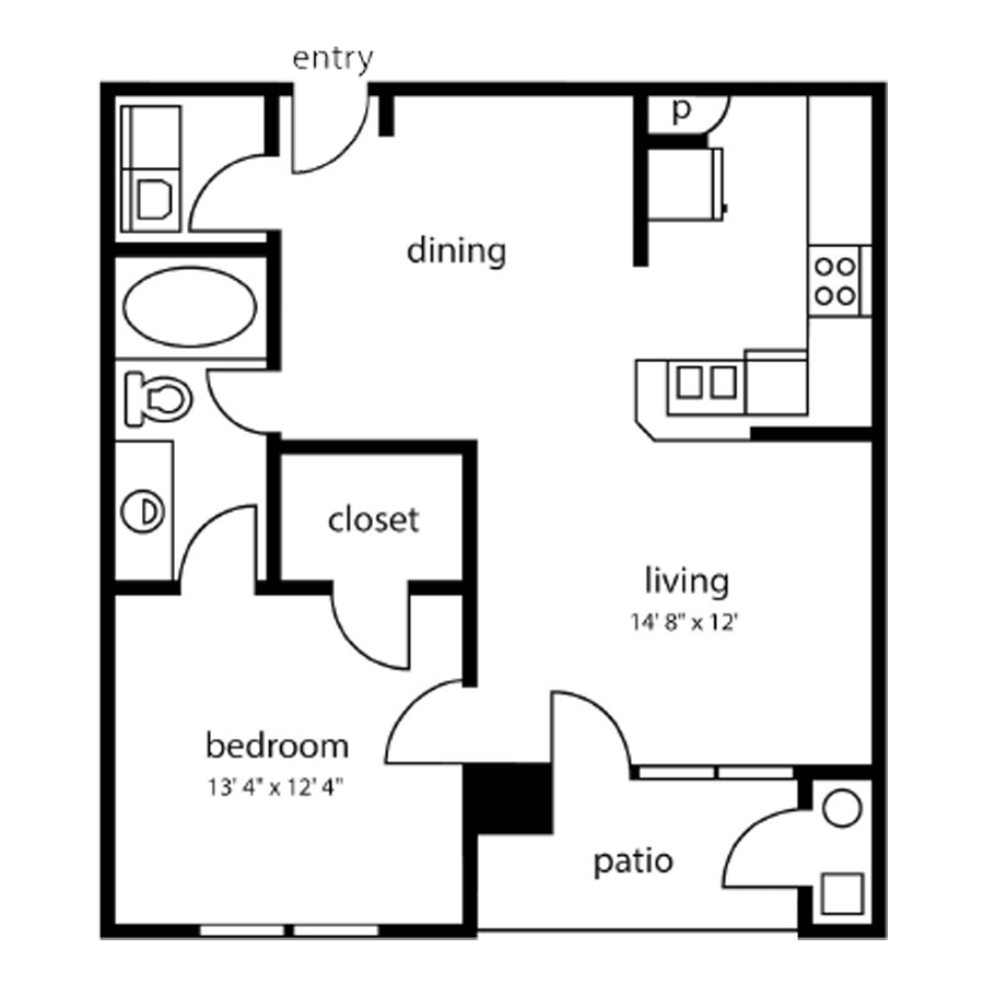 A2 -1x1 floor plan