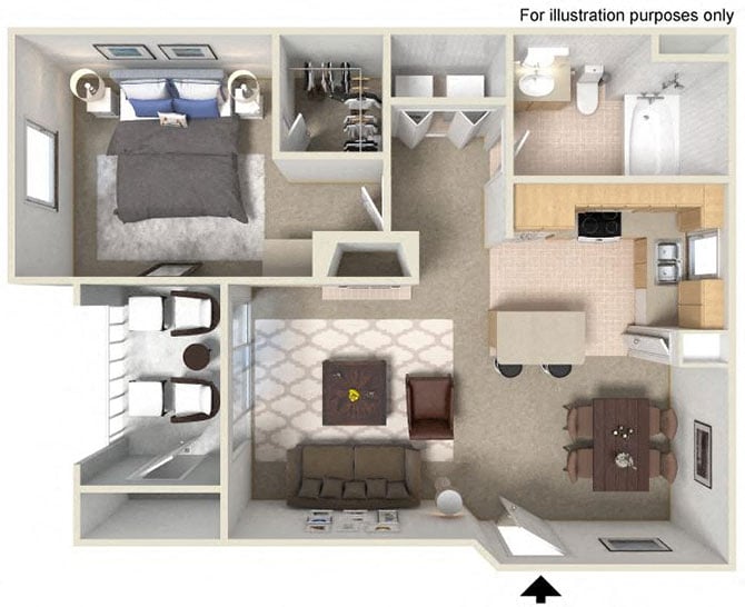 B Royale 688 SF floor plan
