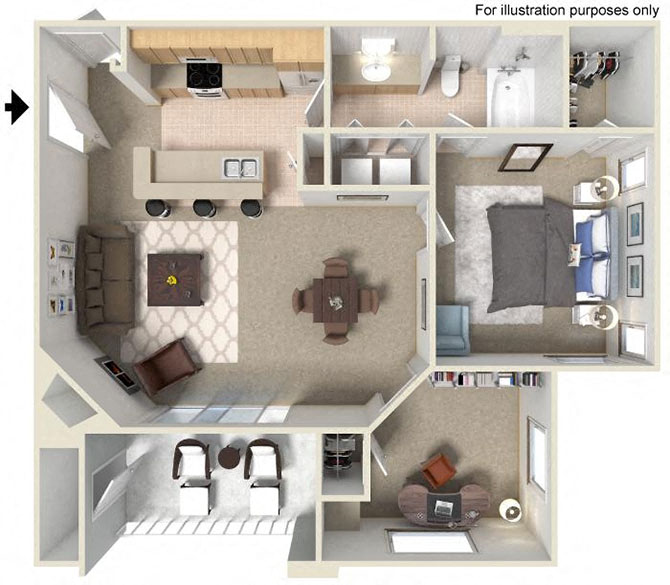 D Heritage 817 to 859 SF floor plan