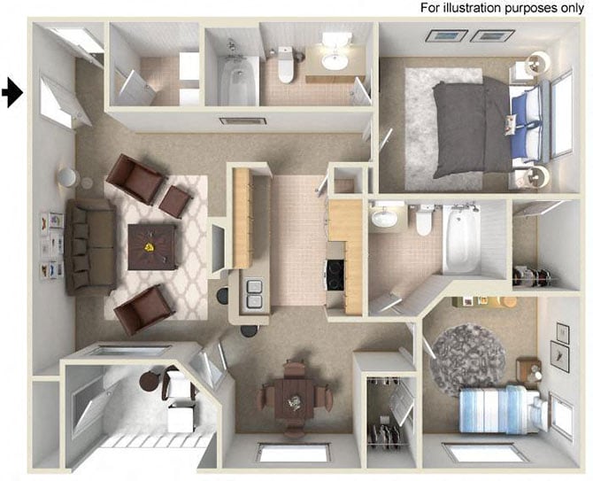E Pacifica 974 to 987 SF RENOVATED floor plan