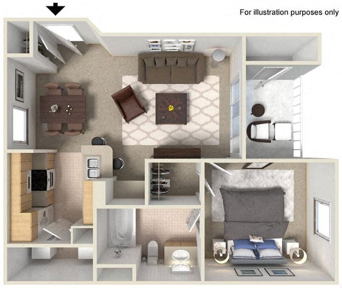 A Vintage 629 SF floor plan