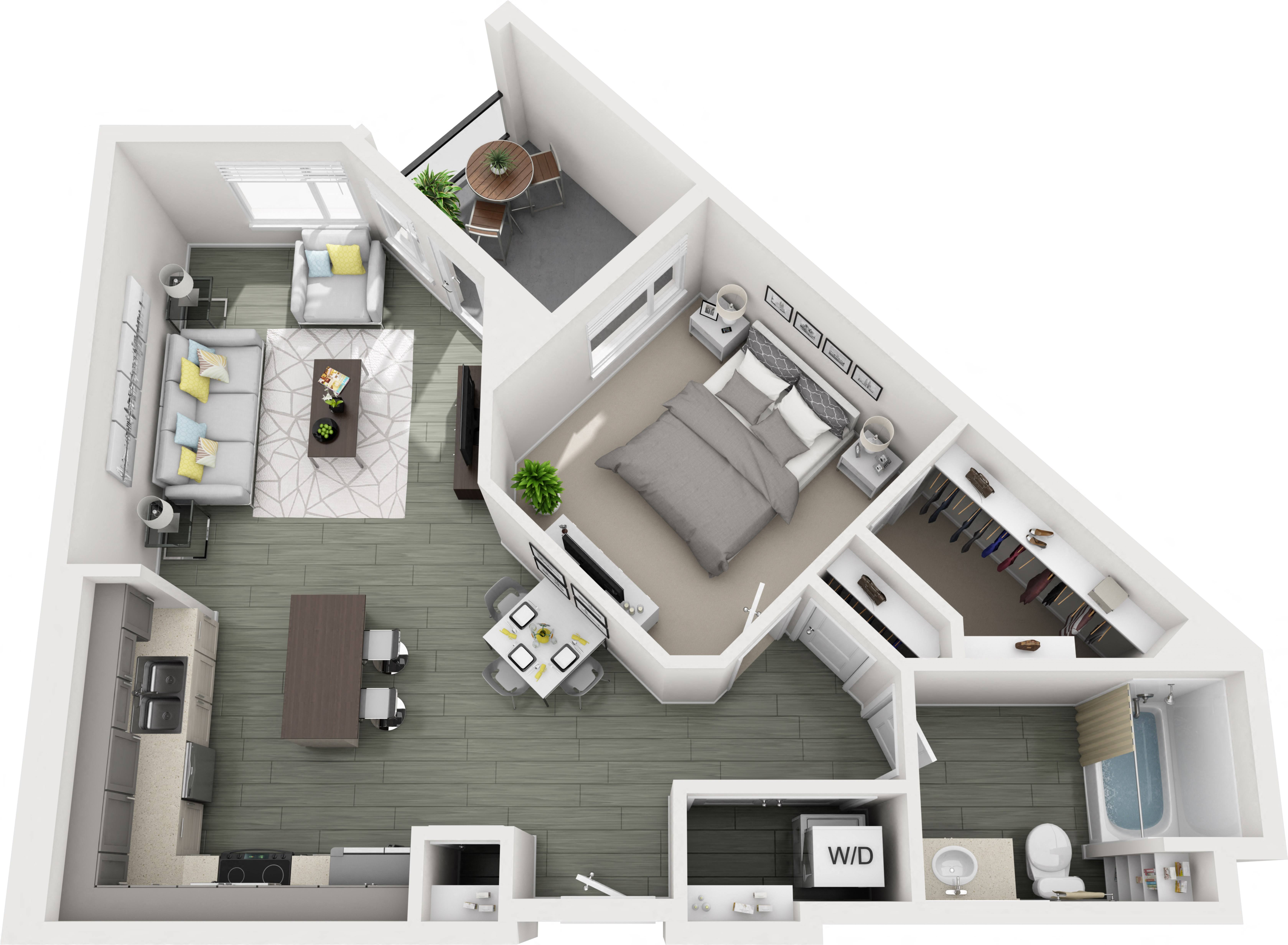 A1D (1x1) floor plan