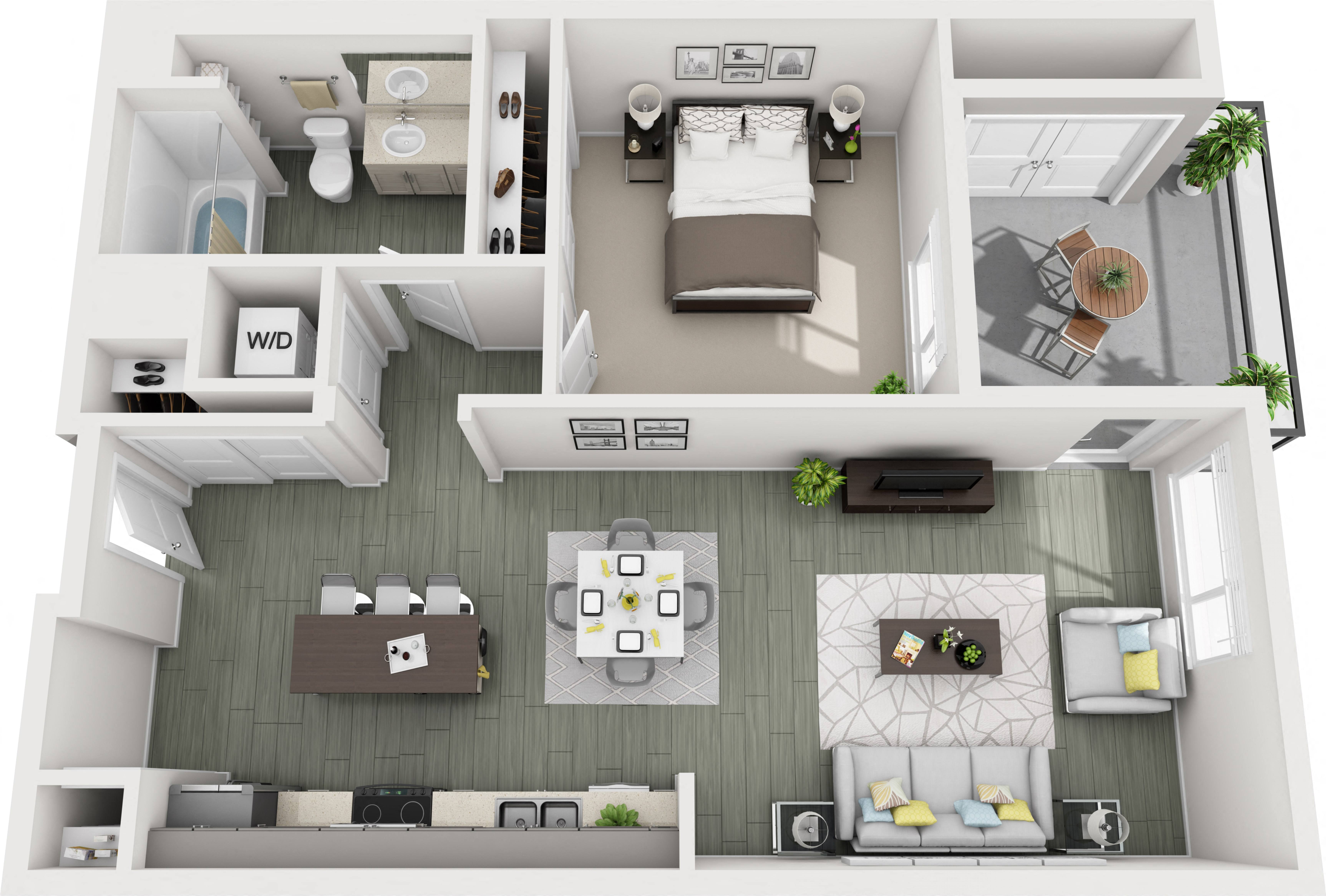 A1C (1x1) floor plan