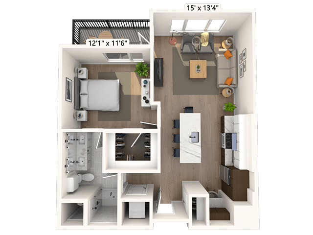 2A2.2 1x1 724 SF-FP floor plan