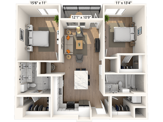 2B2.1 2x2 1094 SF-FP floor plan