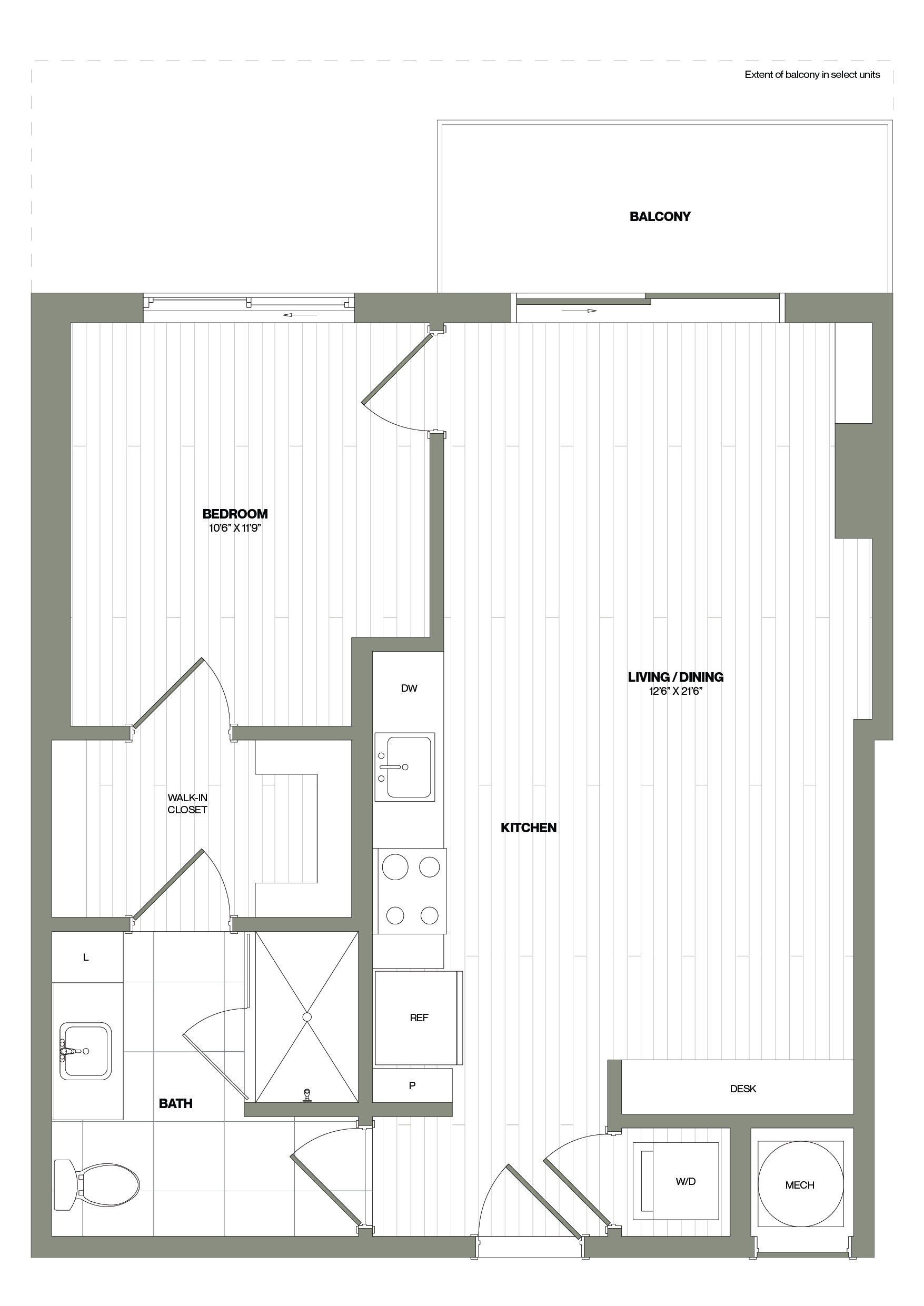 1 Bed/1 Bath-A1 WDU floor plan