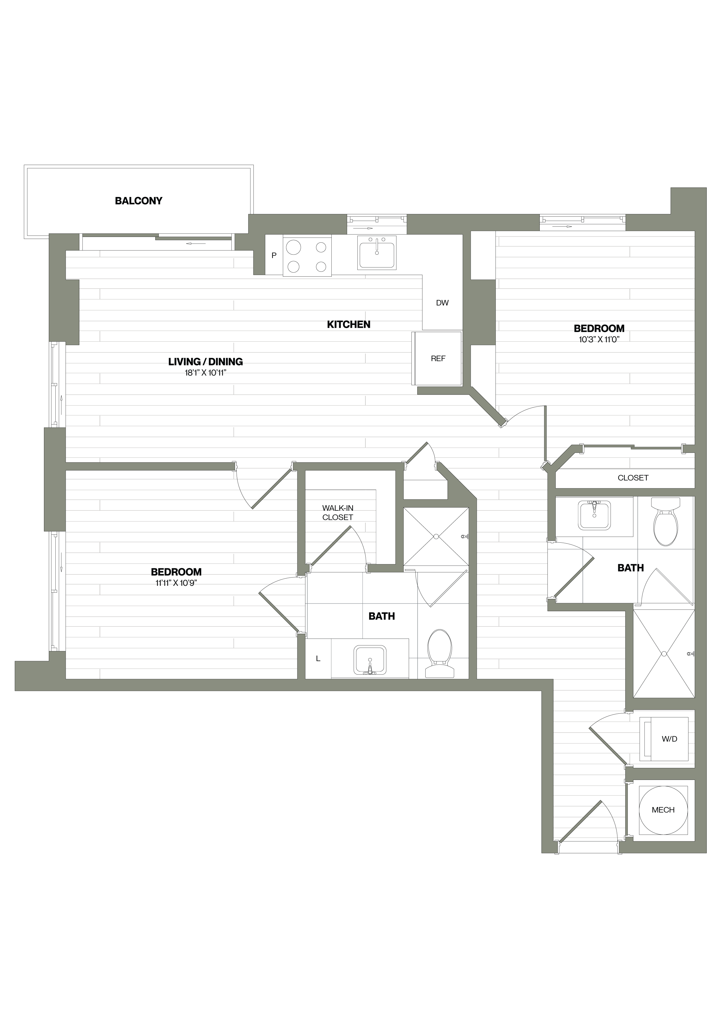 2 Bed/2 Bath-B4 WDU floor plan