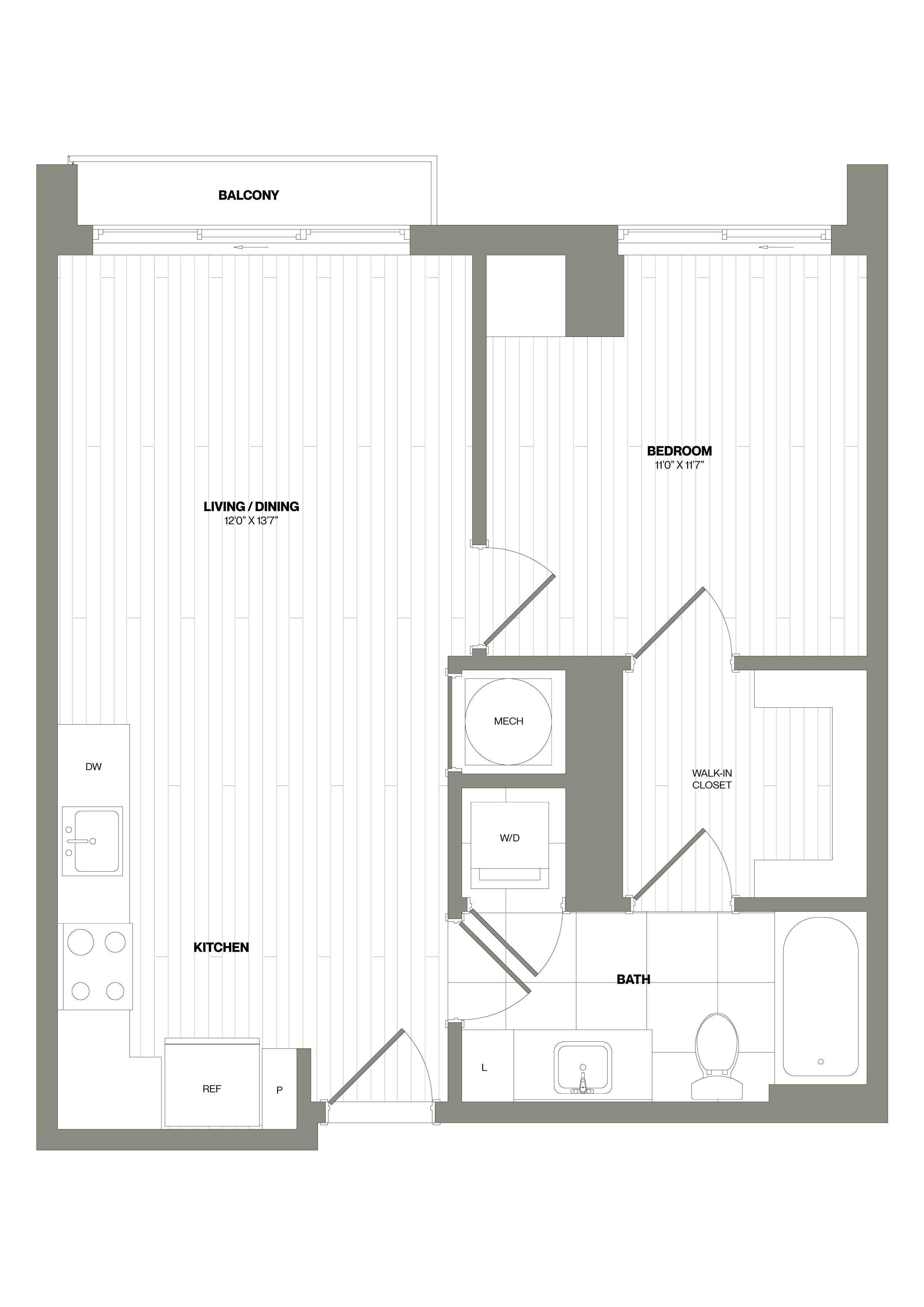 1 Bed/1 Bath-A4 WDU floor plan