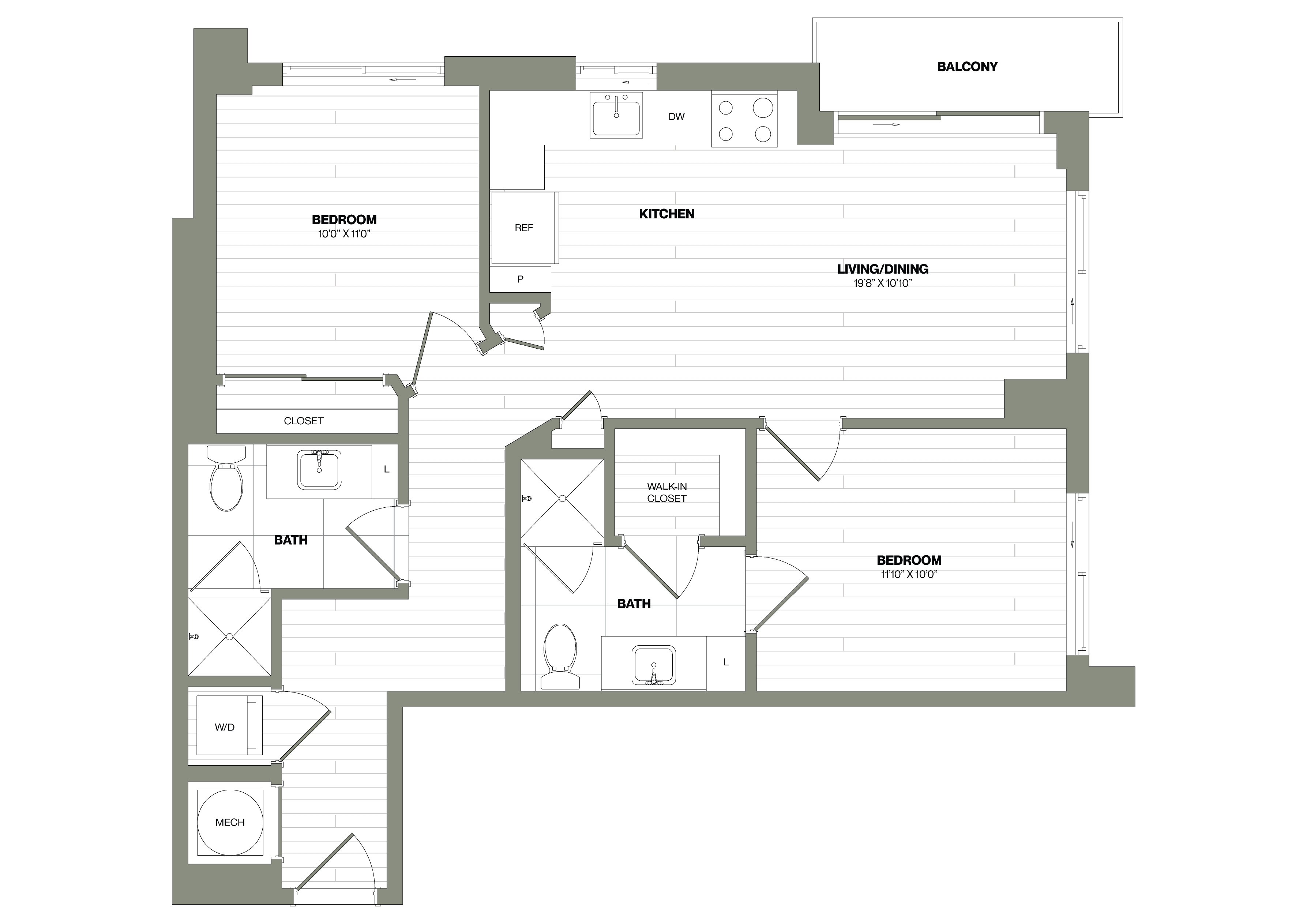 2 Bed/2 Bath-B1 floor plan