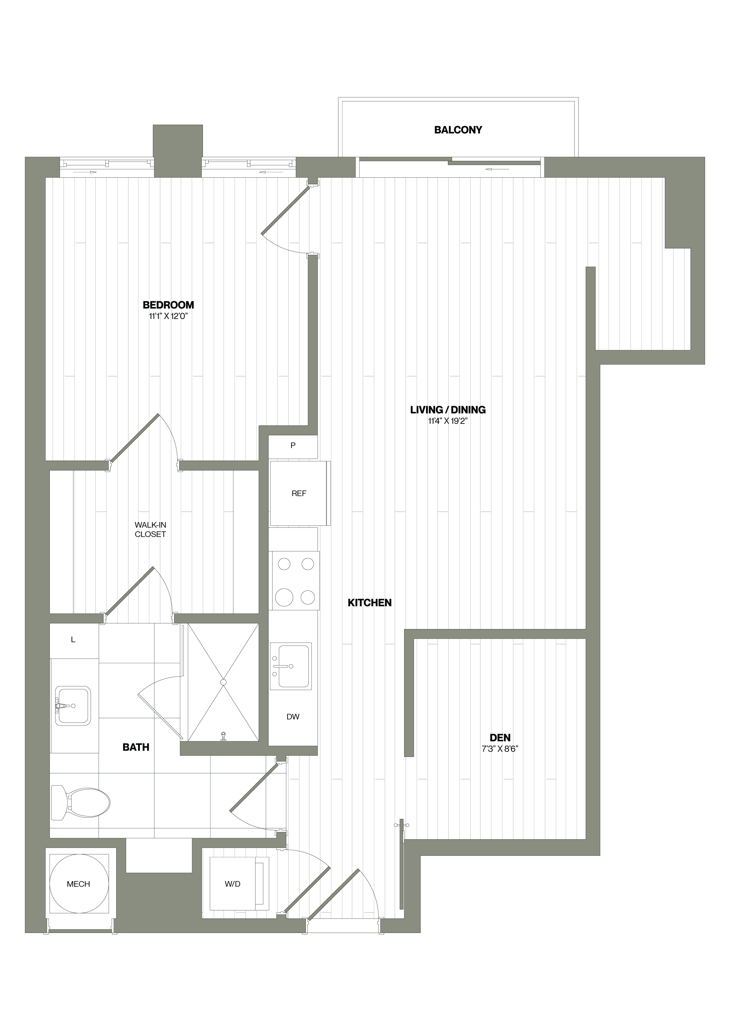 1 Bed/1 Bath Den-D1 floor plan