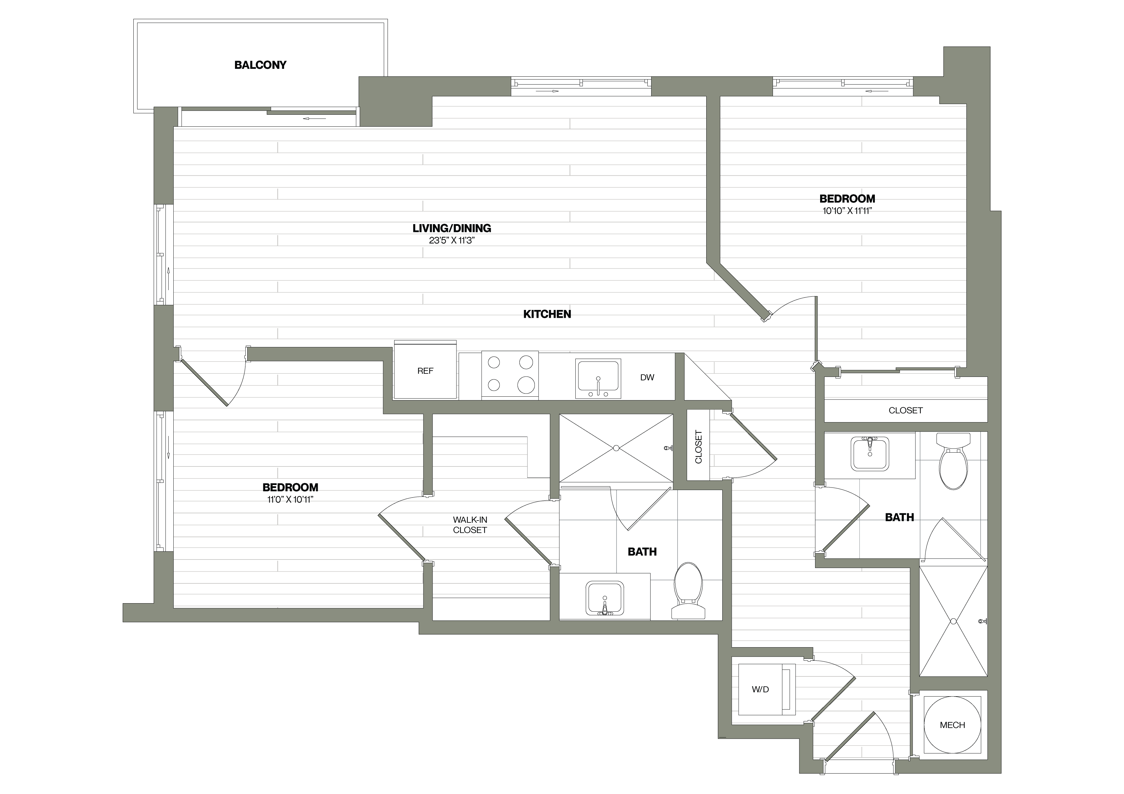 2 Bed/2 Bath-B2 floor plan