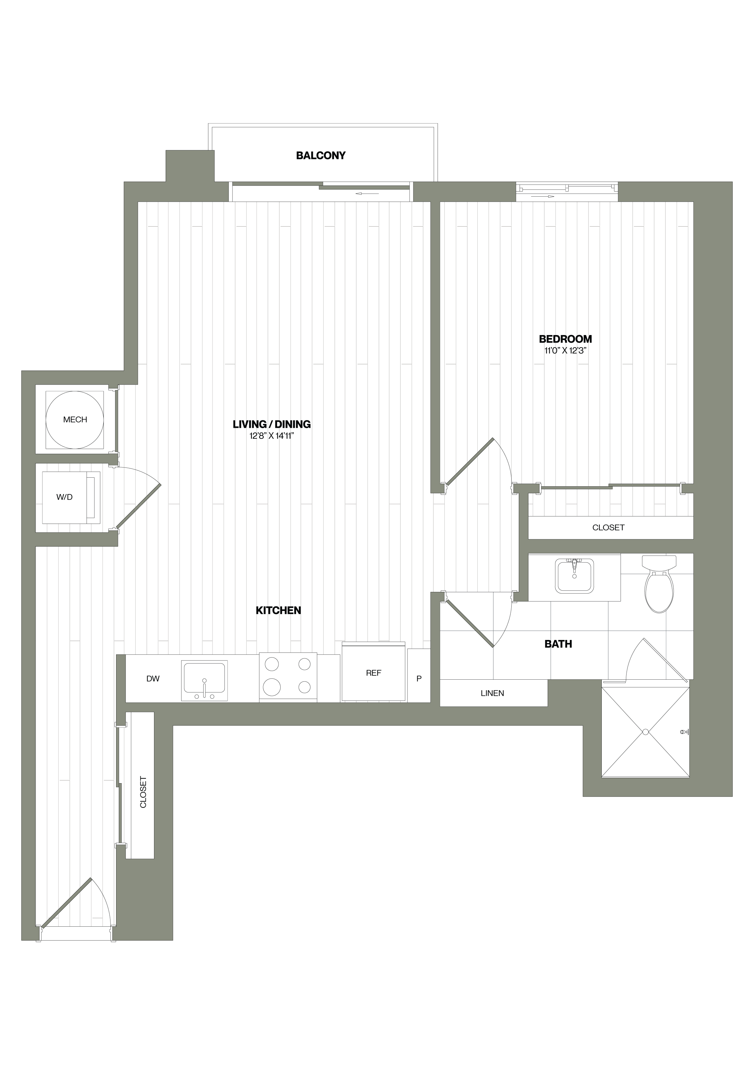 1 Bed/1 Bath-A3 WDU floor plan