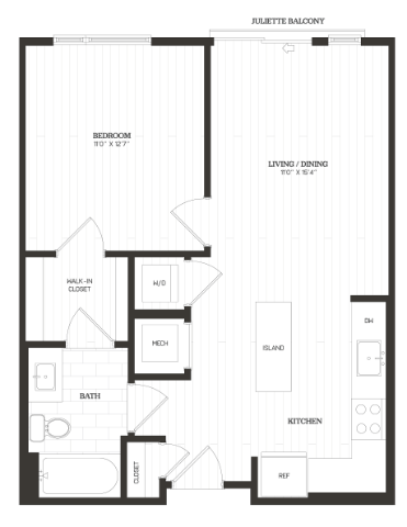 1 Bed/1 Bath-A7b floor plan