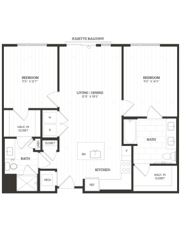 2 Bed/2 Bath-C7 floor plan