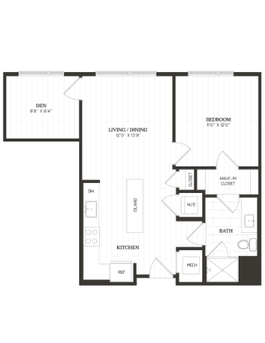 1 Bed/1 Bath Den-B1 floor plan