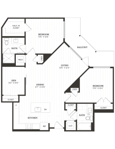 2 Bed/2 Bath Den-D1 floor plan