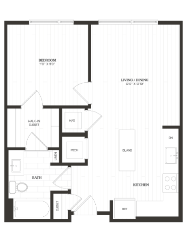 1 Bed/1 Bath-A5a floor plan