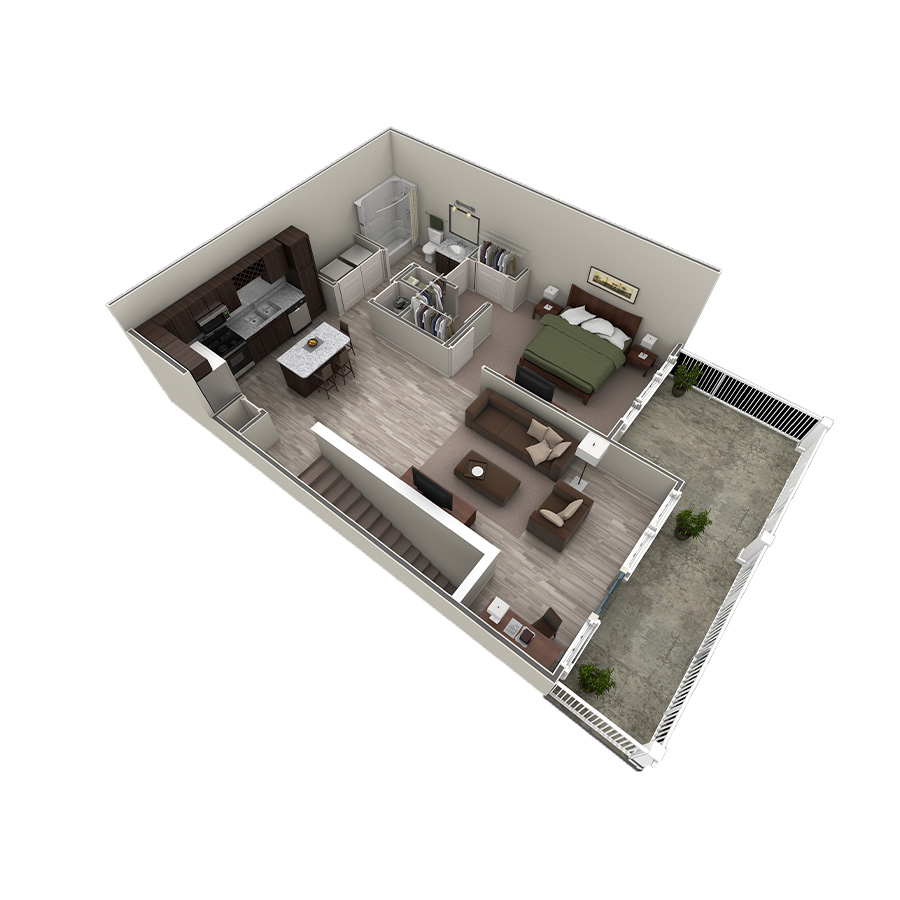 1 BR Designer Overlook floor plan