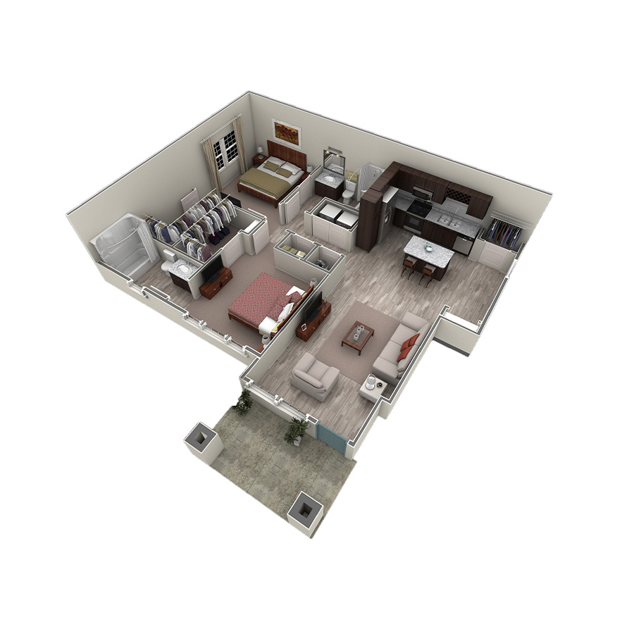 2 BR Designer Courtyard floor plan