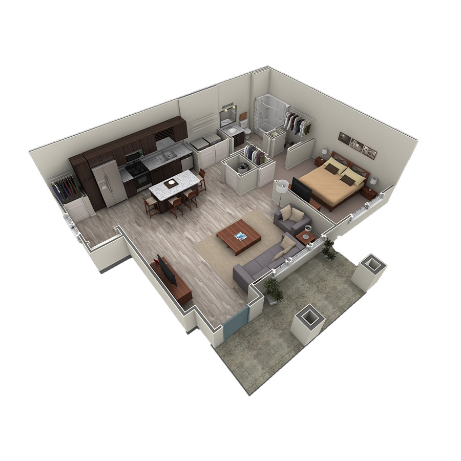 1 BR Grand Courtyard floor plan