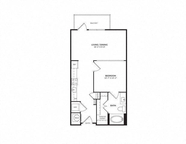 Rendering of the A1 floor plan with 1 bedroom[s] and 1 bathroom[s] at Windsor CityLine