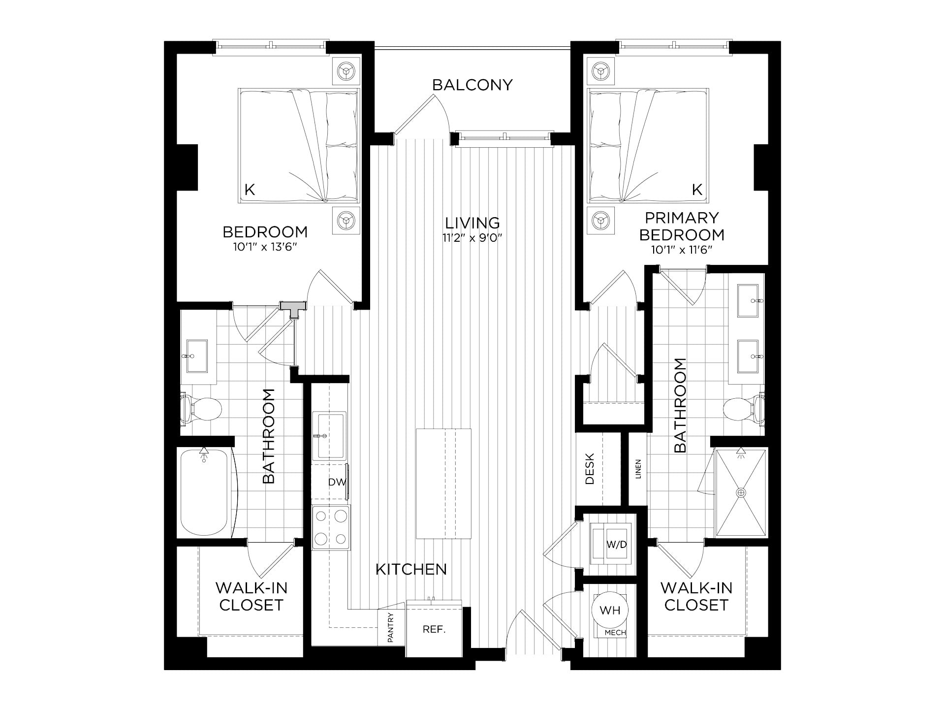 2 Bed/2 Bath-B1 floor plan