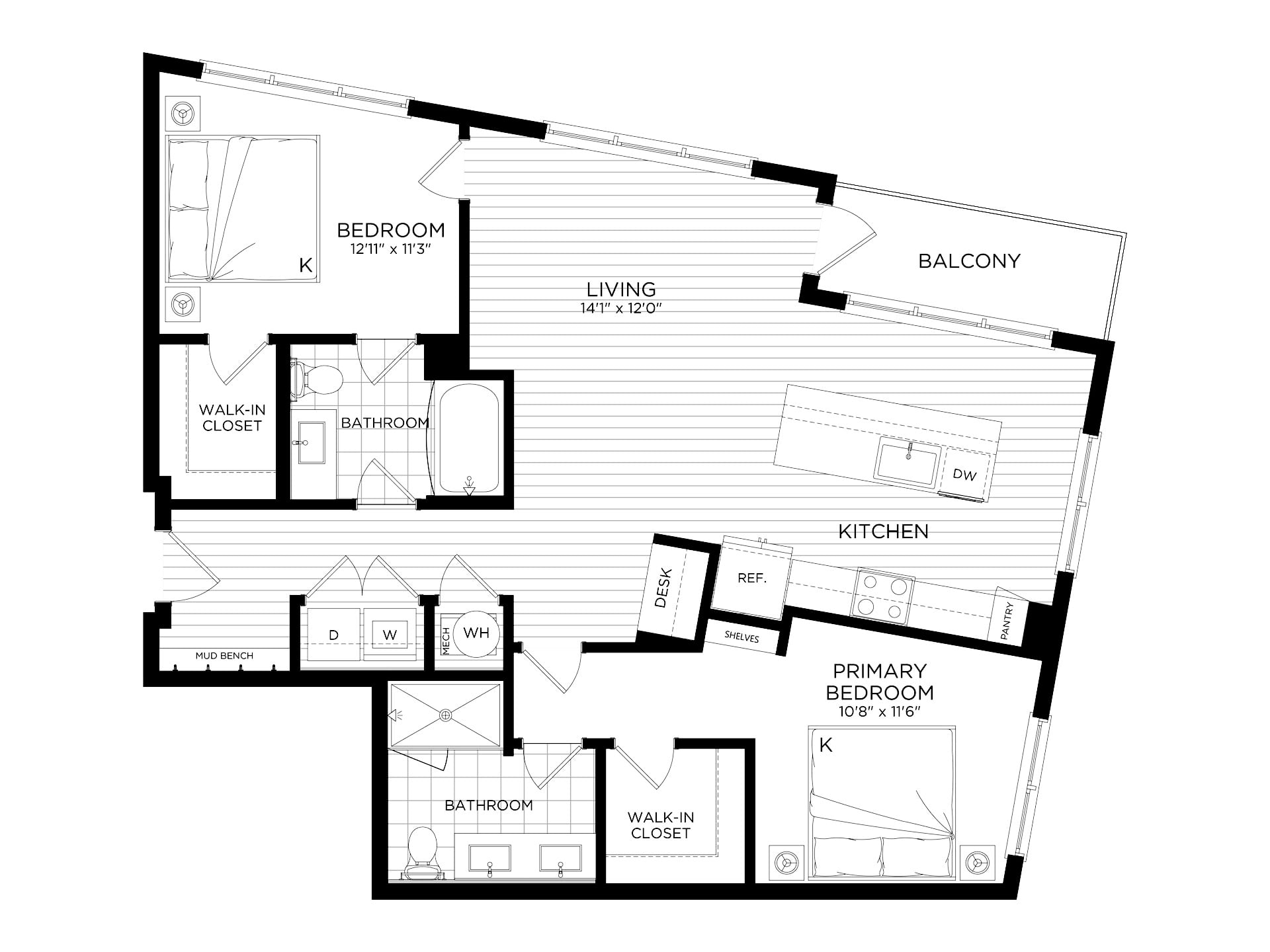 2 Bed/2 Bath-B6 floor plan
