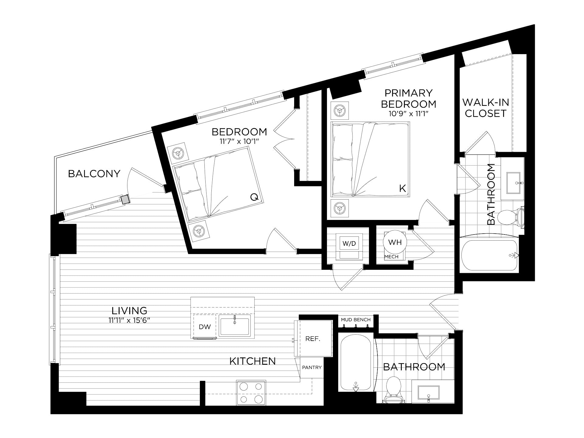 2 Bed/2 Bath-B2 floor plan