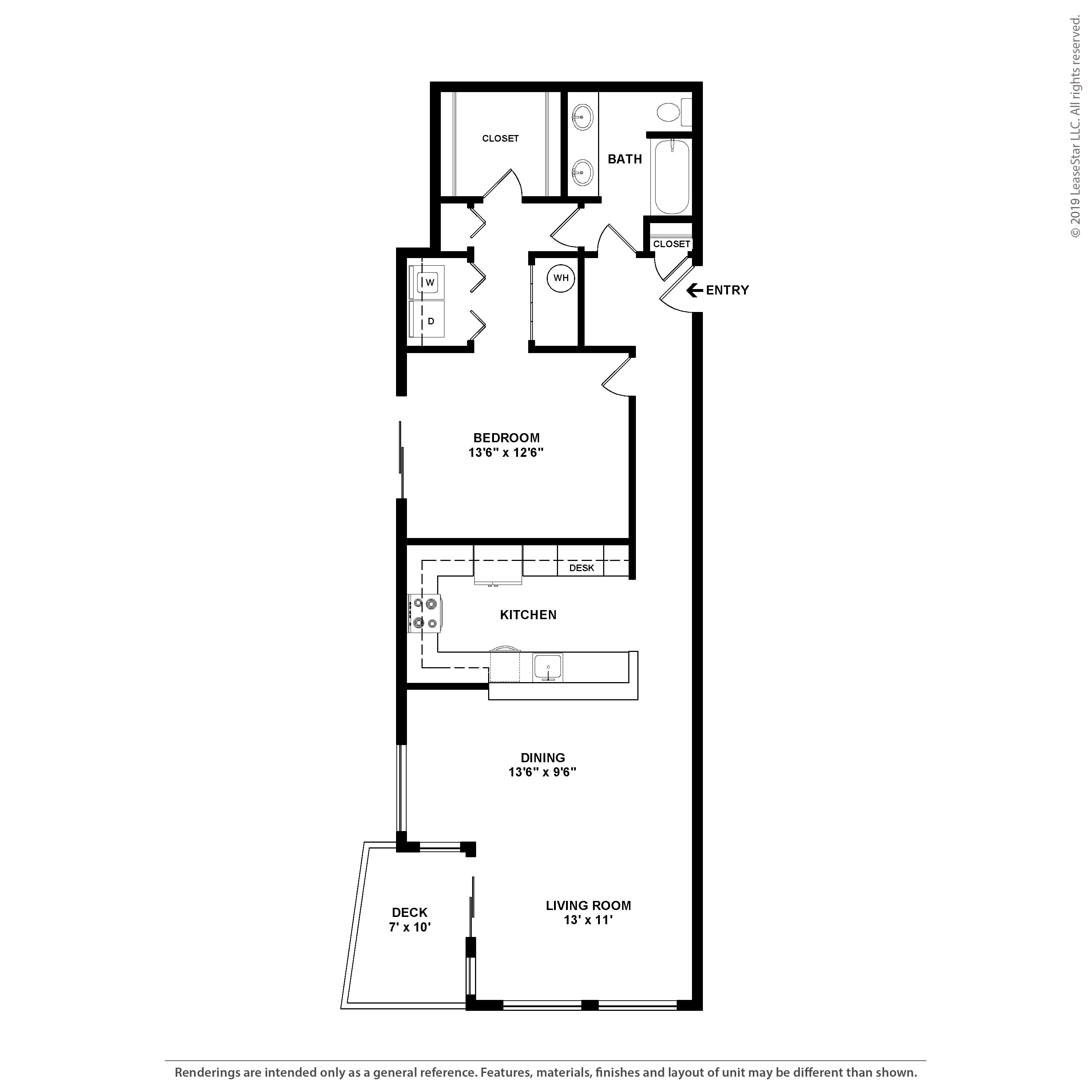 1 Bed/1 Bath-Vue floor plan