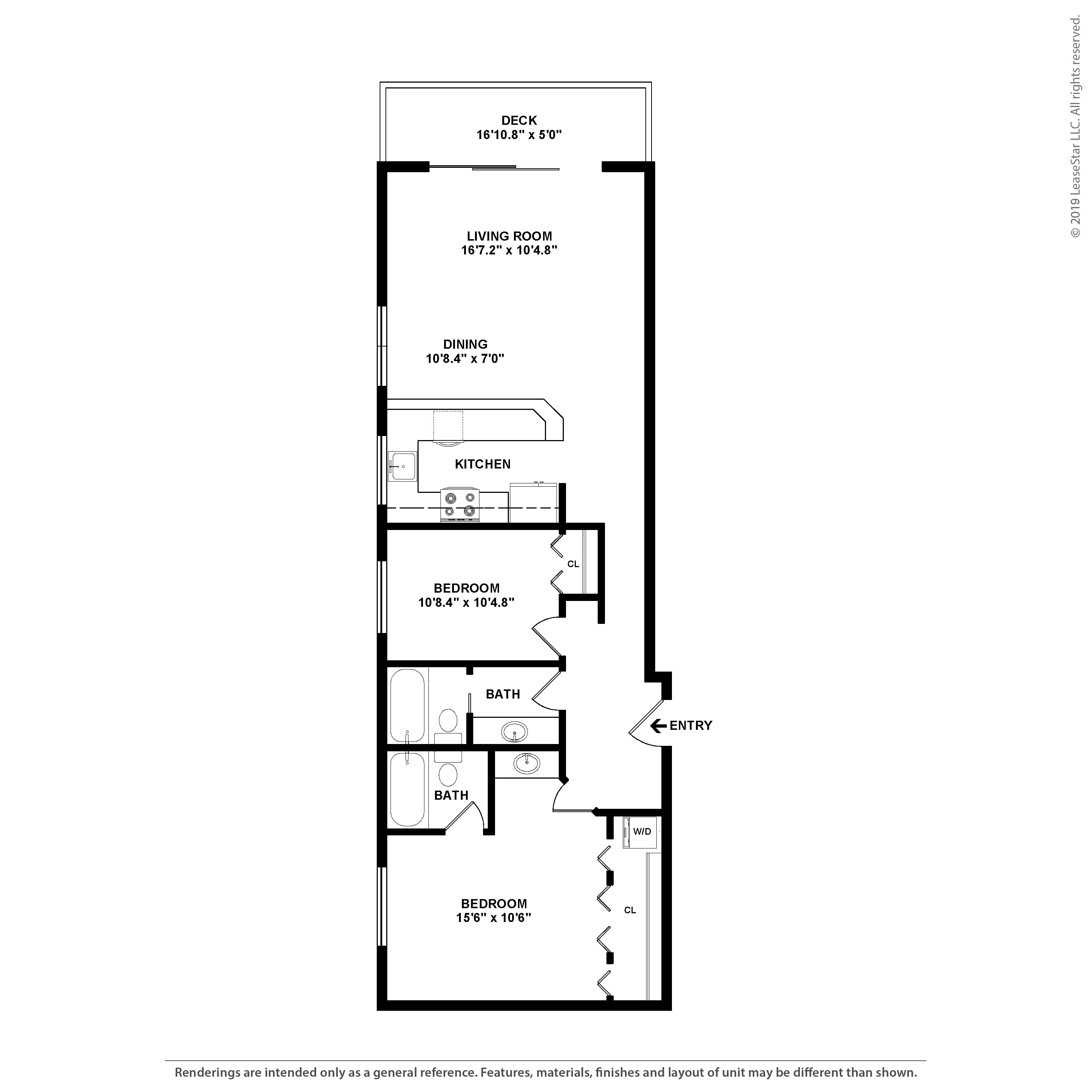 2 Bed/2 Bath-Crest floor plan