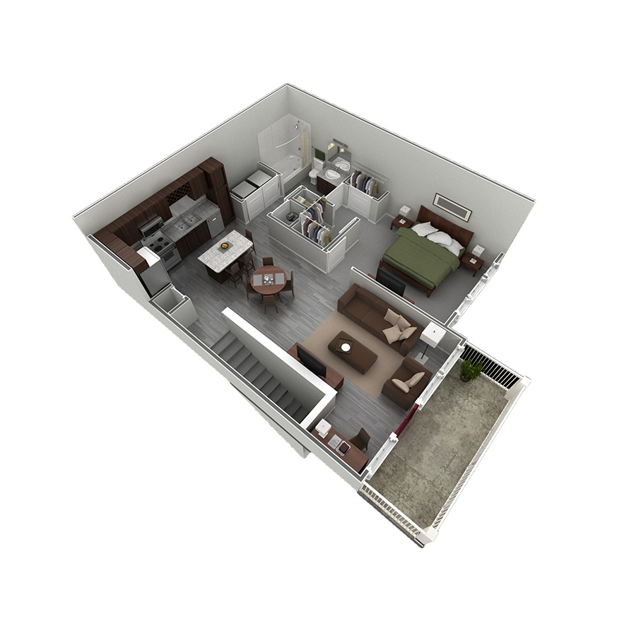 1 BR Designer Overlook floor plan