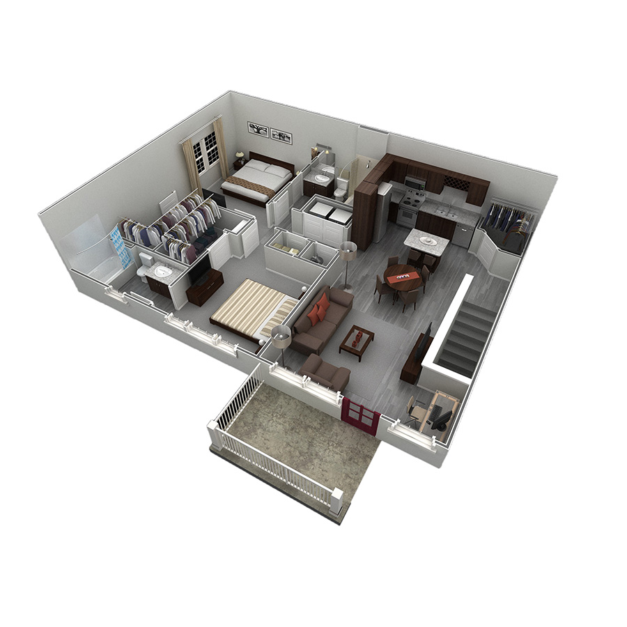 2 BR Designer Overlook Garage floor plan