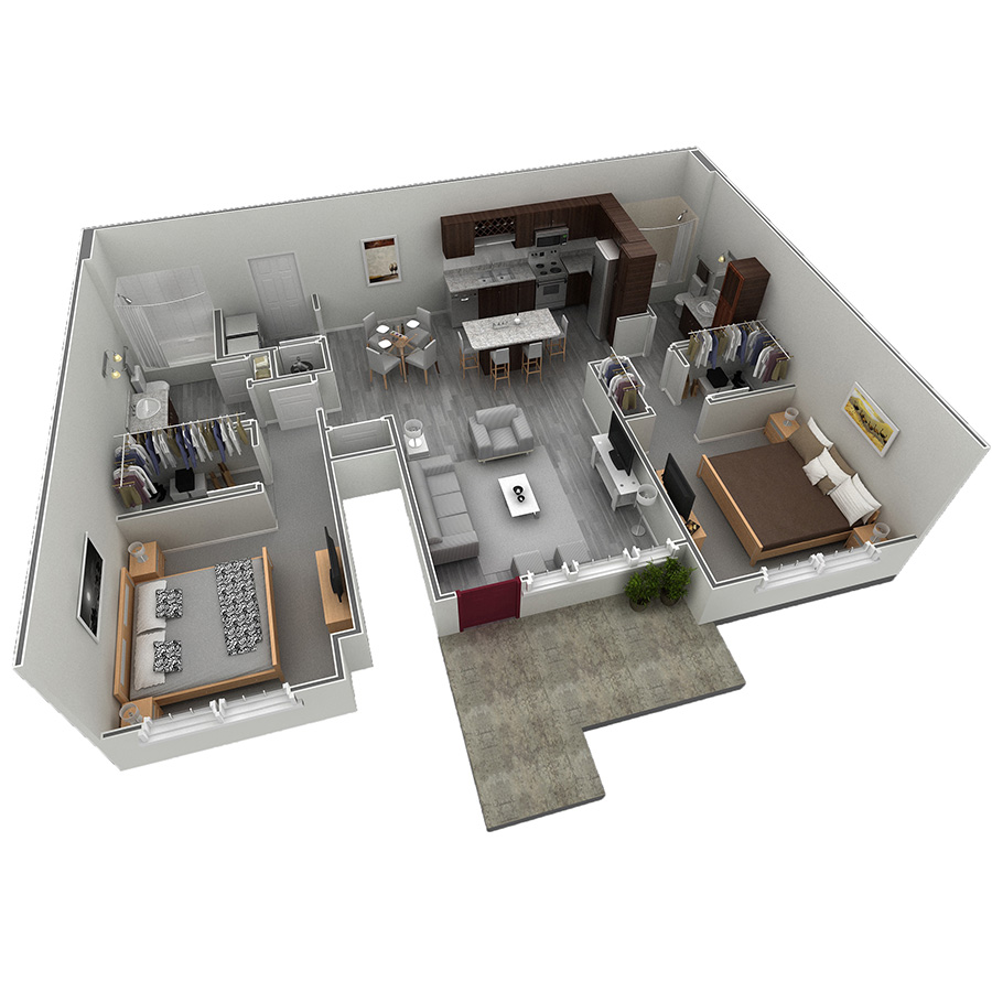 2 Bed Grand Courtyard Garage floor plan