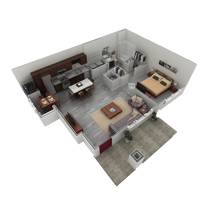 1 Bed Grand Courtyard Garage floor plan