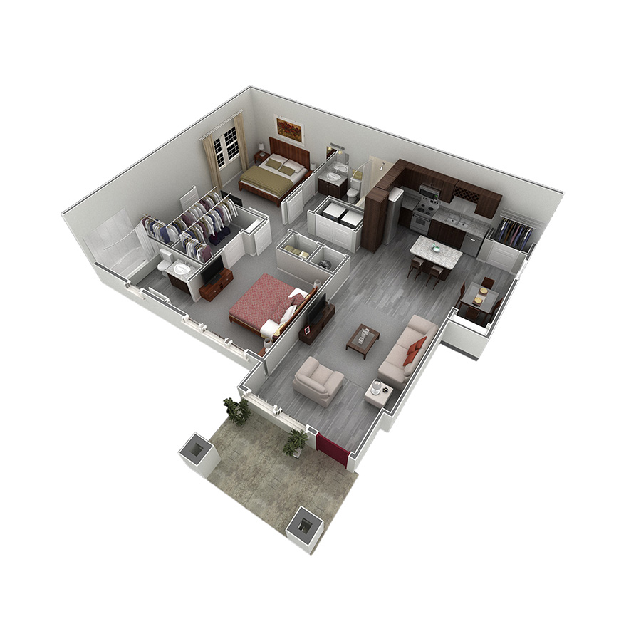 2 Bed Designer Courtyard Garag floor plan
