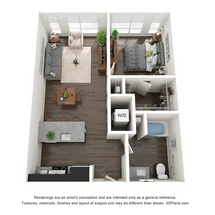 1 Bedroom H floor plan