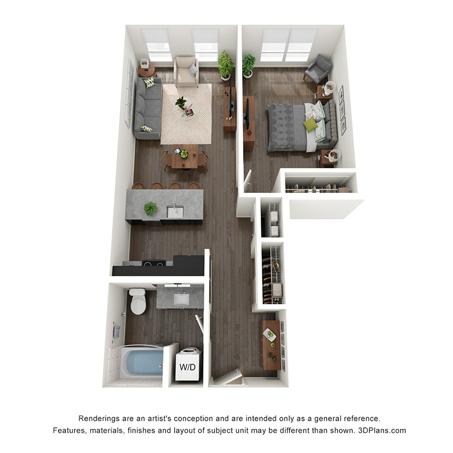 1 Bedroom F floor plan