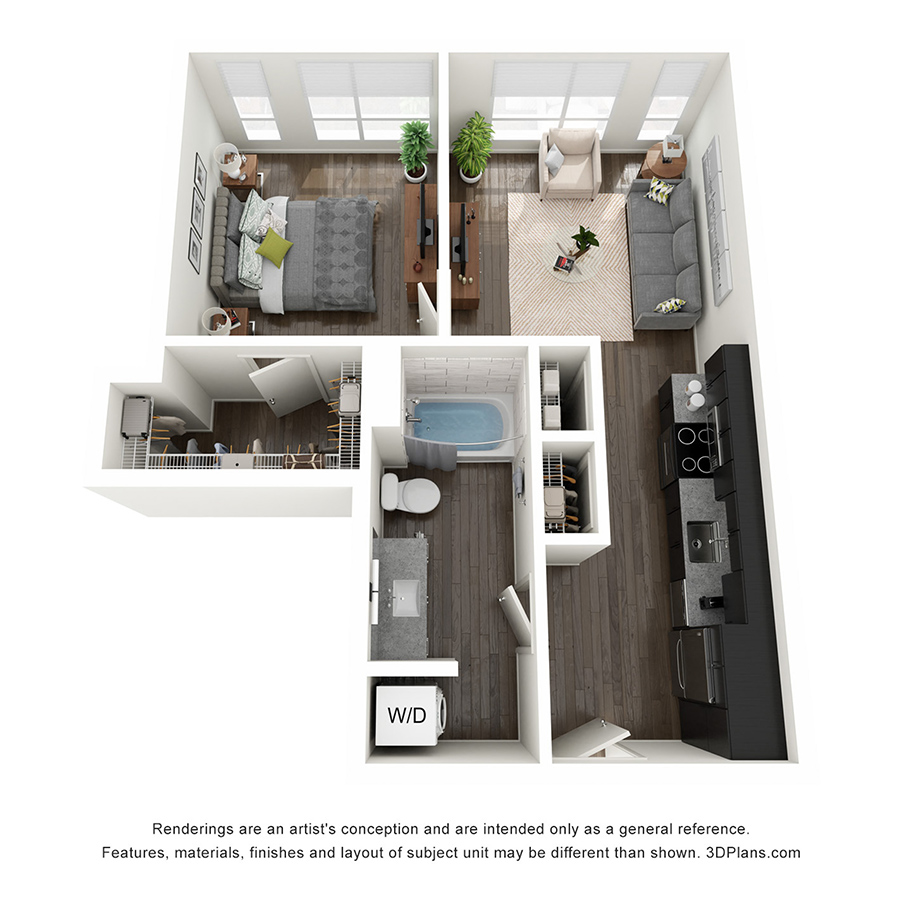 1 Bedroom B floor plan