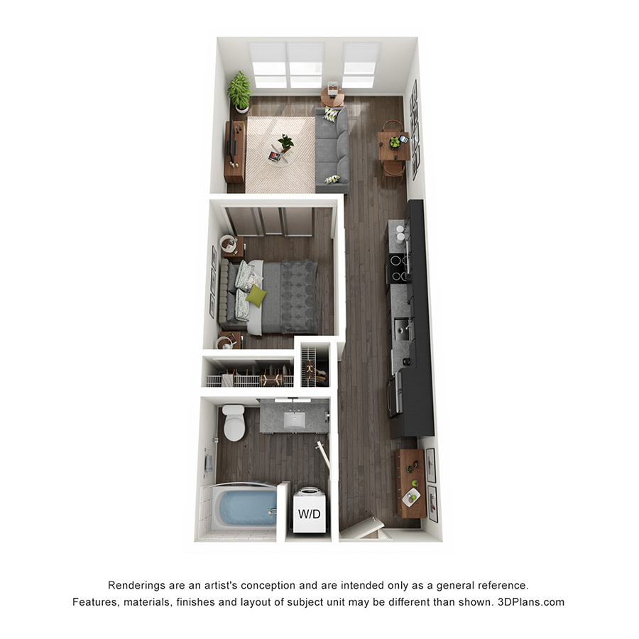 Open 1 Bedroom  A floor plan