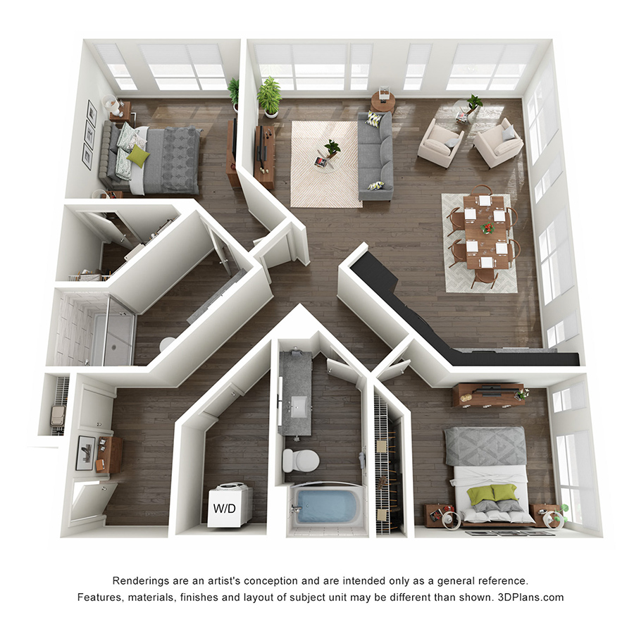 2 Bedrooms B floor plan