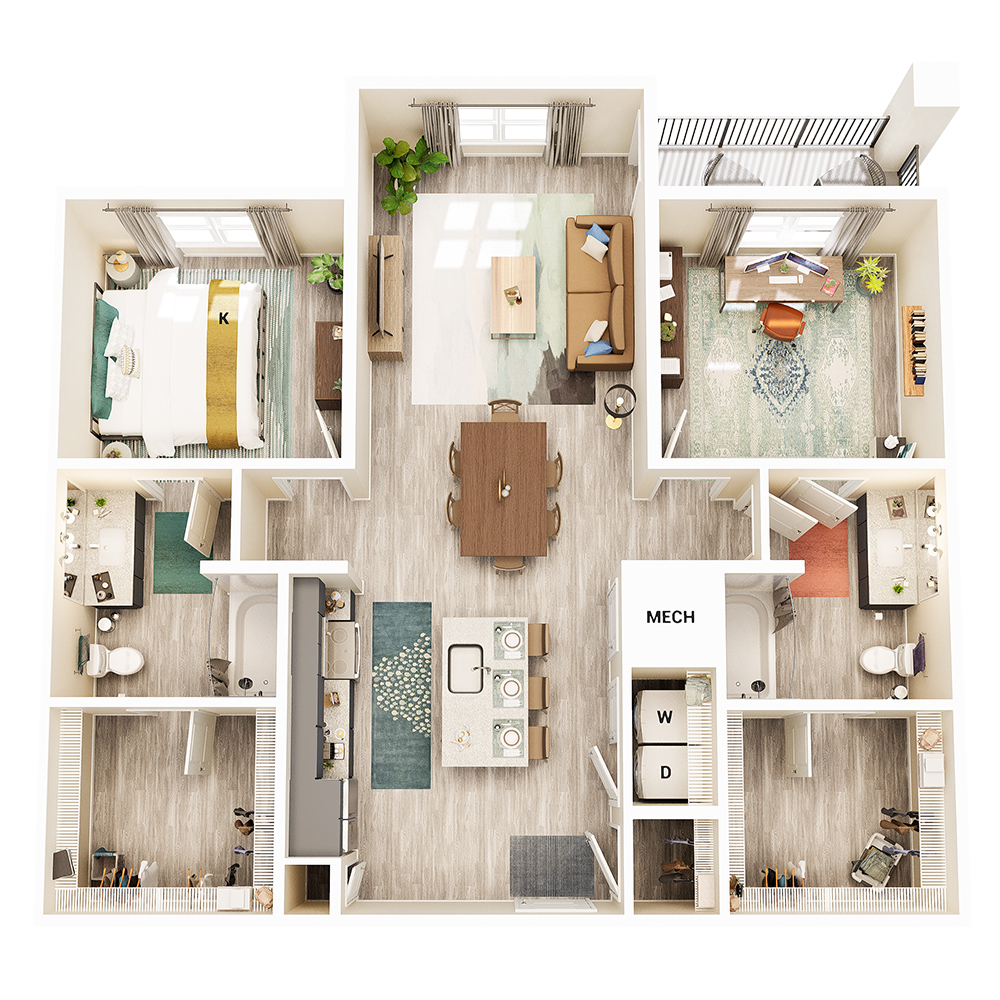 B1B - 2X2 floor plan