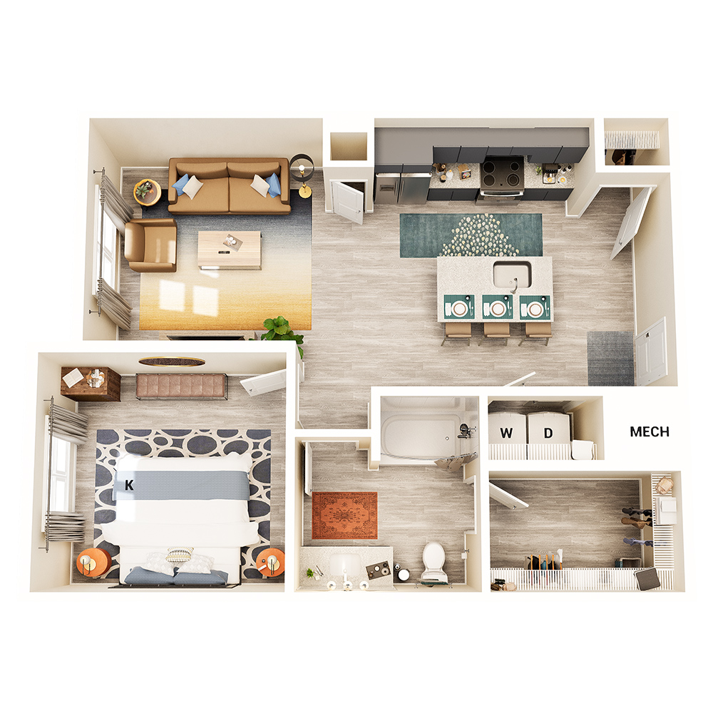 A1-1x1 floor plan