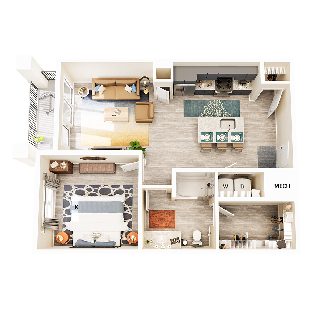 A1B - 1X1 floor plan