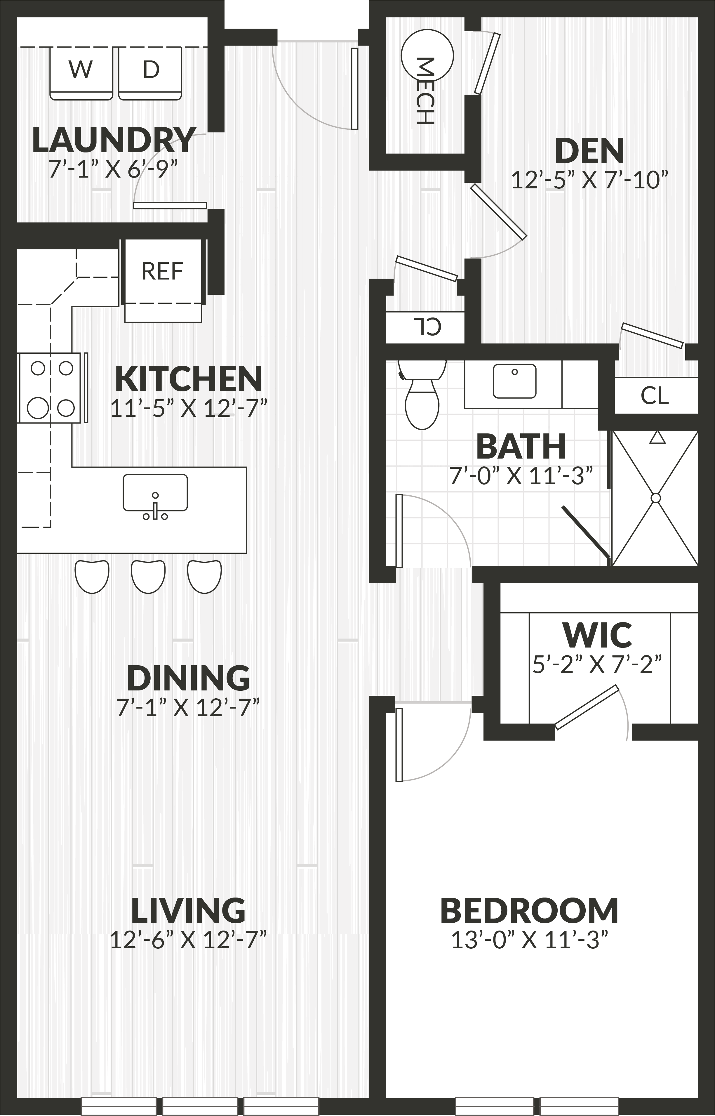 1 Bed/1 Bath Den-a7 floor plan