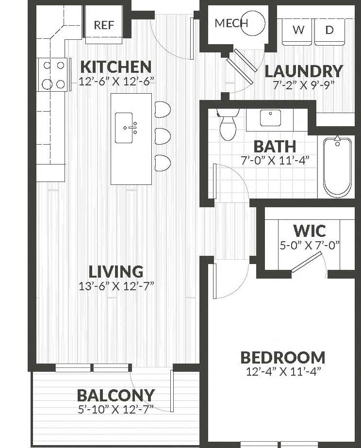1 Bed/1 Bath-a2 floor plan